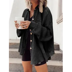 Vintage Loose Irregular Solid Color  With Pockets Jackets