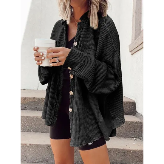 Vintage Loose Irregular Solid Color With Pockets Jackets Vintage Loose Irregular Solid Color With Pockets Jackets