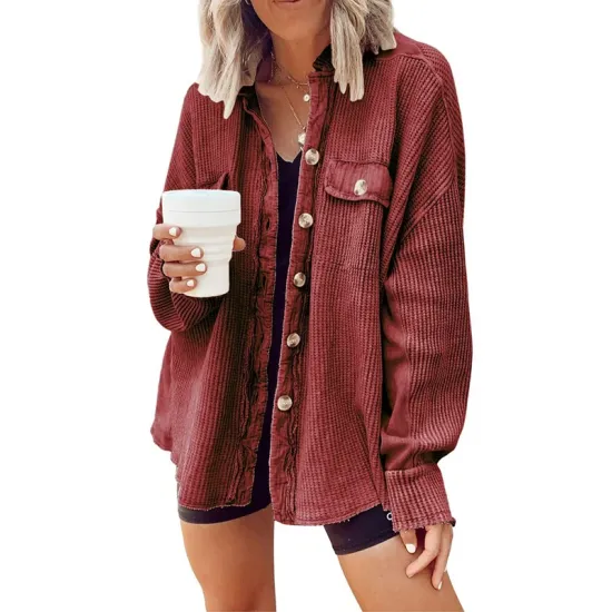 Vintage Loose Irregular Solid Color With Pockets Jackets Vintage Loose Irregular Solid Color With Pockets Jackets