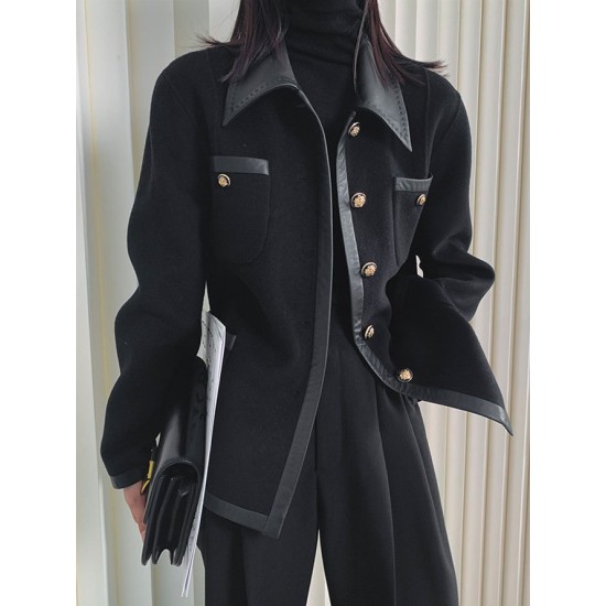 Urban Loose Split-Joint Lapel Collar Jackets Urban Loose Split-Joint Lapel Collar Jackets