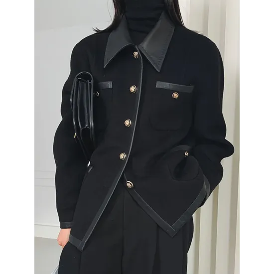 Urban Loose Split-Joint Lapel Collar Jackets Urban Loose Split-Joint Lapel Collar Jackets