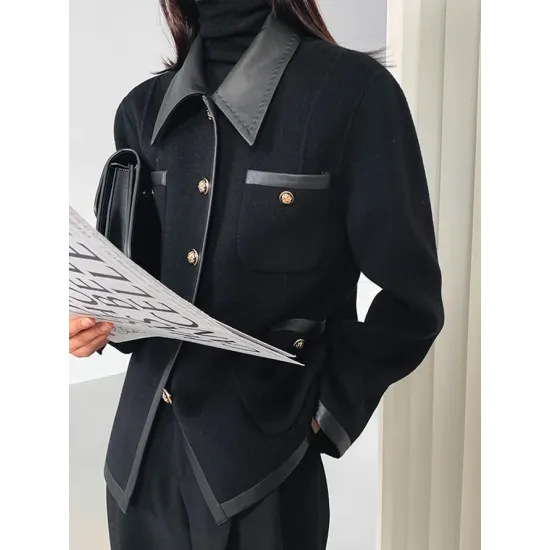 Urban Loose Split-Joint Lapel Collar Jackets Urban Loose Split-Joint Lapel Collar Jackets