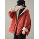 Artistic Retro Long Sleeves Loose Keep Warm Fleece Lining Zipper Hooded Outerwear Artistic Retro Long Sleeves Loose Keep Warm Fleece Lining Zipper Hooded Outerwear