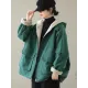 Artistic Retro Long Sleeves Loose Keep Warm Fleece Lining Zipper Hooded Outerwear Artistic Retro Long Sleeves Loose Keep Warm Fleece Lining Zipper Hooded Outerwear