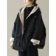 Artistic Retro Long Sleeves Loose Keep Warm Fleece Lining Zipper Hooded Outerwear Artistic Retro Long Sleeves Loose Keep Warm Fleece Lining Zipper Hooded Outerwear