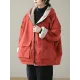 Artistic Retro Long Sleeves Loose Keep Warm Fleece Lining Zipper Hooded Outerwear Artistic Retro Long Sleeves Loose Keep Warm Fleece Lining Zipper Hooded Outerwear