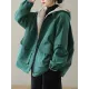 Artistic Retro Long Sleeves Loose Keep Warm Fleece Lining Zipper Hooded Outerwear Artistic Retro Long Sleeves Loose Keep Warm Fleece Lining Zipper Hooded Outerwear