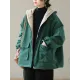 Artistic Retro Long Sleeves Loose Keep Warm Fleece Lining Zipper Hooded Outerwear Artistic Retro Long Sleeves Loose Keep Warm Fleece Lining Zipper Hooded Outerwear
