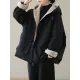 Artistic Retro Long Sleeves Loose Keep Warm Fleece Lining Zipper Hooded Outerwear Artistic Retro Long Sleeves Loose Keep Warm Fleece Lining Zipper Hooded Outerwear
