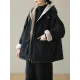 Artistic Retro Long Sleeves Loose Keep Warm Fleece Lining Zipper Hooded Outerwear Artistic Retro Long Sleeves Loose Keep Warm Fleece Lining Zipper Hooded Outerwear
