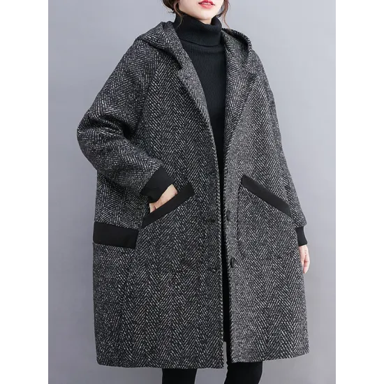 Original Creation Long Sleeves Loose Keep Warm Hooded Outerwear Original Creation Long Sleeves Loose Keep Warm Hooded Outerwear