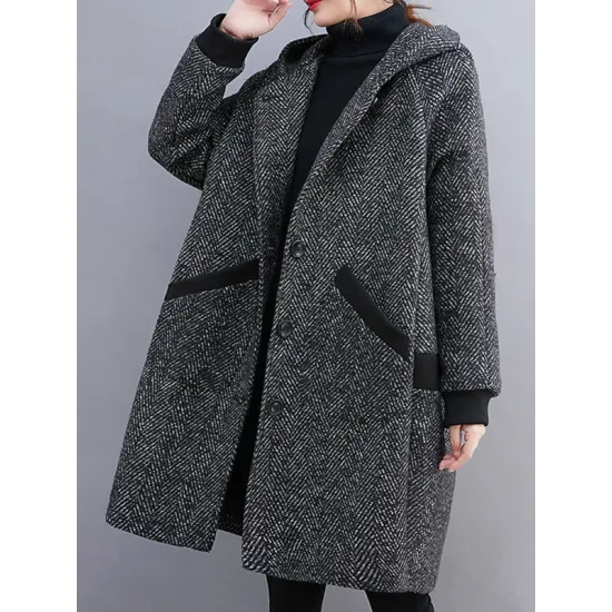 Original Creation Long Sleeves Loose Keep Warm Hooded Outerwear Original Creation Long Sleeves Loose Keep Warm Hooded Outerwear