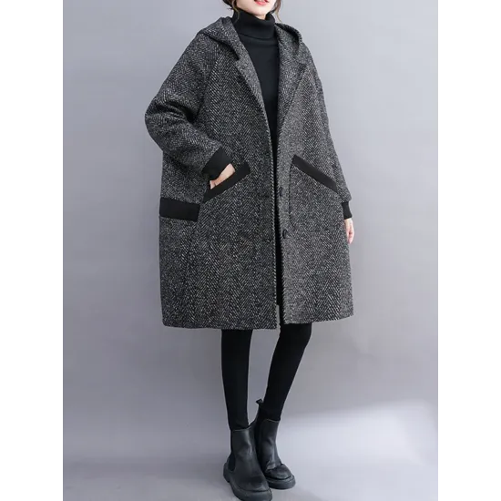 Original Creation Long Sleeves Loose Keep Warm Hooded Outerwear Original Creation Long Sleeves Loose Keep Warm Hooded Outerwear