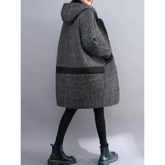 Original Creation Long Sleeves Loose Keep Warm Hooded Outerwear Original Creation Long Sleeves Loose Keep Warm Hooded Outerwear