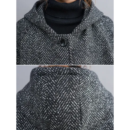 Original Creation Long Sleeves Loose Keep Warm Hooded Outerwear Original Creation Long Sleeves Loose Keep Warm Hooded Outerwear