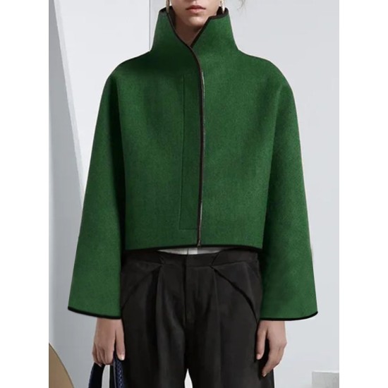 Vintage Loose Solid Color Stand Collar Jackets Vintage Loose Solid Color Stand Collar Jackets