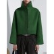 Vintage Loose Solid Color Stand Collar Jackets Vintage Loose Solid Color Stand Collar Jackets