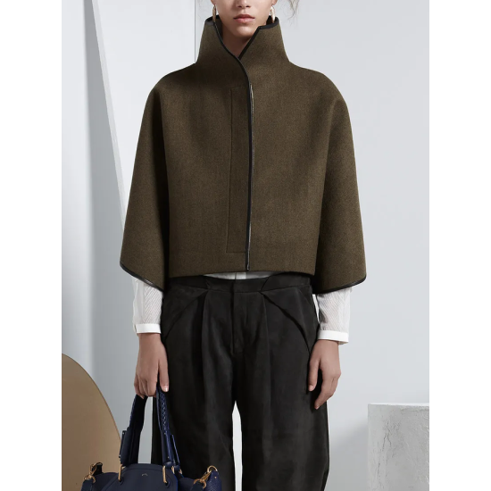 Vintage Loose Solid Color Stand Collar Jackets Vintage Loose Solid Color Stand Collar Jackets