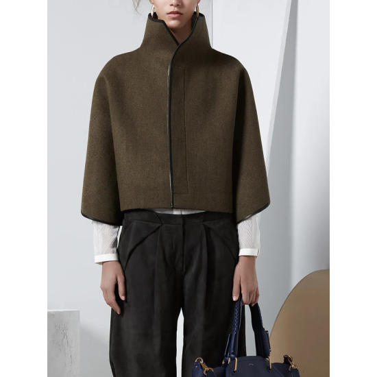 Vintage Loose Solid Color Stand Collar Jackets Vintage Loose Solid Color Stand Collar Jackets