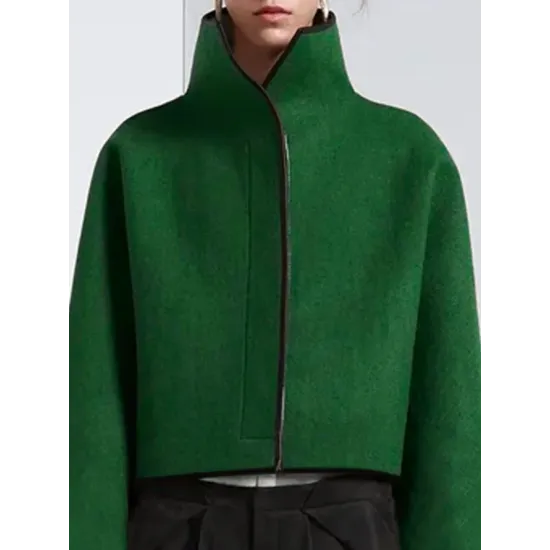 Vintage Loose Solid Color Stand Collar Jackets Vintage Loose Solid Color Stand Collar Jackets