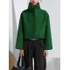 Vintage Loose Solid Color Stand Collar Jackets Vintage Loose Solid Color Stand Collar Jackets
