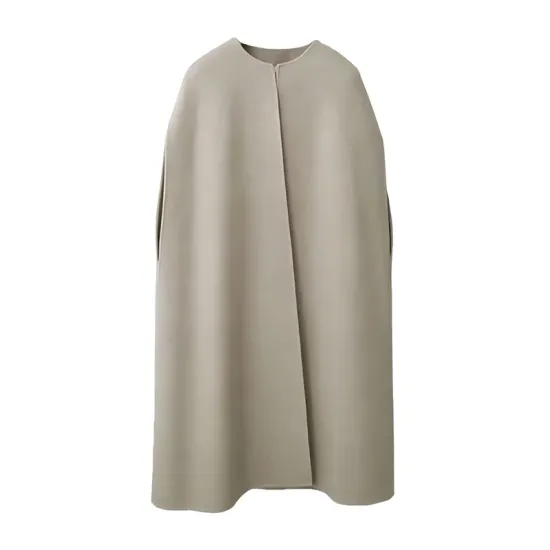 Simple Sleeveless Solid Color Round-Neck Cape Outerwear Simple Sleeveless Solid Color Round-Neck Cape Outerwear