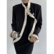 Long Sleeves Color-Block Falbala Jackets Long Sleeves Color-Block Falbala Jackets
