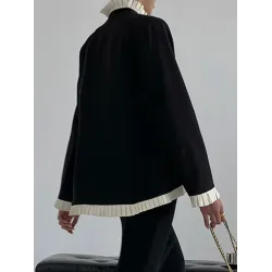 Long Sleeves Color-Block Falbala Jackets