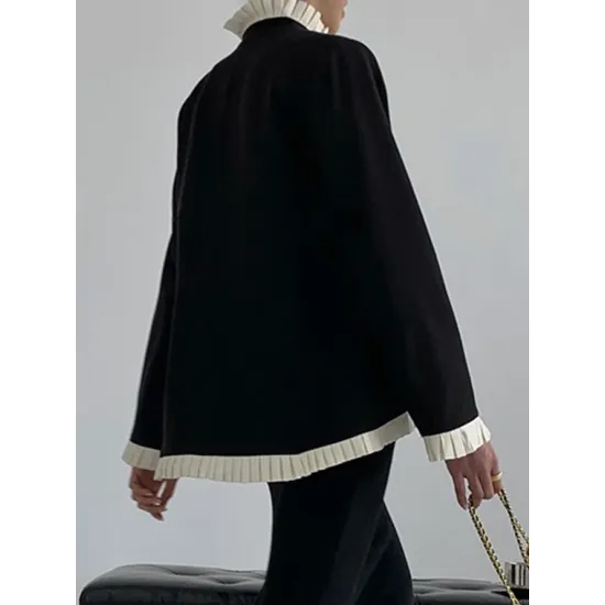 Long Sleeves Color-Block Falbala Jackets Long Sleeves Color-Block Falbala Jackets
