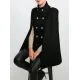 Loose Buttoned Solid Color Stand Collar Woolen Coat Cape Coats Loose Buttoned Solid Color Stand Collar Woolen Coat Cape Coats