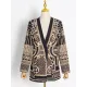 Original Creation Loose Long Sleeves Beads Printed V-Neck Blazer Outerwear Original Creation Loose Long Sleeves Beads Printed V-Neck Blazer Outerwear