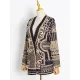Original Creation Loose Long Sleeves Beads Printed V-Neck Blazer Outerwear Original Creation Loose Long Sleeves Beads Printed V-Neck Blazer Outerwear