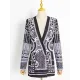 Original Creation Loose Long Sleeves Beads Printed V-Neck Blazer Outerwear Original Creation Loose Long Sleeves Beads Printed V-Neck Blazer Outerwear