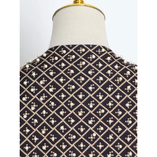 Original Creation Loose Long Sleeves Beads Printed V-Neck Blazer Outerwear Original Creation Loose Long Sleeves Beads Printed V-Neck Blazer Outerwear