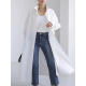 Long Sleeves Loose Buttoned Solid Color Split-Side Lapel Collar Shirt Outerwear Long Sleeves Loose Buttoned Solid Color Split-Side Lapel Collar Shirt Outerwear