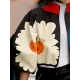 Contrast Color Flower Print Zipper Stand Collar Jackets Outerwear Contrast Color Flower Print Zipper Stand Collar Jackets Outerwear