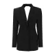 Backless Buttoned Hollow Rhine Stones Solid Color Long Sleeves Deep V-Neck Blazer Backless Buttoned Hollow Rhine Stones Solid Color Long Sleeves Deep V-Neck Blazer