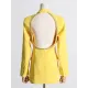 Backless Buttoned Hollow Rhine Stones Solid Color Long Sleeves Deep V-Neck Blazer Backless Buttoned Hollow Rhine Stones Solid Color Long Sleeves Deep V-Neck Blazer