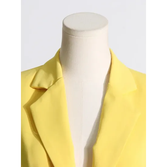 Backless Buttoned Hollow Rhine Stones Solid Color Long Sleeves Deep V-Neck Blazer Backless Buttoned Hollow Rhine Stones Solid Color Long Sleeves Deep V-Neck Blazer