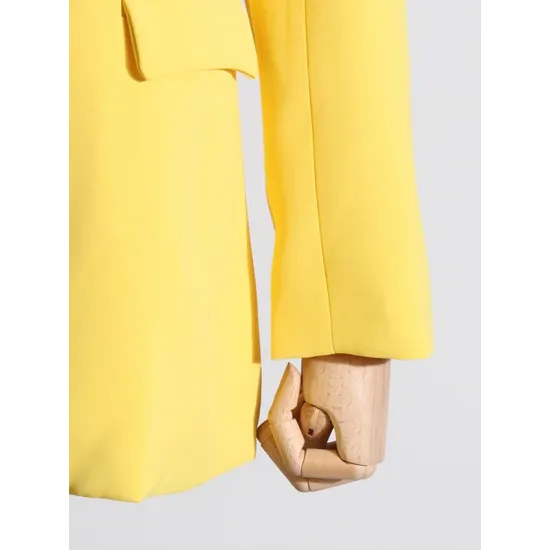 Backless Buttoned Hollow Rhine Stones Solid Color Long Sleeves Deep V-Neck Blazer Backless Buttoned Hollow Rhine Stones Solid Color Long Sleeves Deep V-Neck Blazer