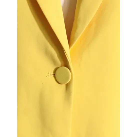 Backless Buttoned Hollow Rhine Stones Solid Color Long Sleeves Deep V-Neck Blazer Backless Buttoned Hollow Rhine Stones Solid Color Long Sleeves Deep V-Neck Blazer
