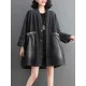 Buttoned Plaid Pockets Split-Joint Long Sleeves Loose V-Neck Denim Outerwear Buttoned Plaid Pockets Split-Joint Long Sleeves Loose V-Neck Denim Outerwear