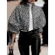 Loose Puff Sleeves Printed Stand Collar Outerwear Loose Puff Sleeves Printed Stand Collar Outerwear