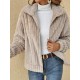 Solid Color Velvet Zipper Long Sleeves Plus Size Lapel Outerwear Solid Color Velvet Zipper Long Sleeves Plus Size Lapel Outerwear