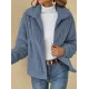 Solid Color Velvet Zipper Long Sleeves Plus Size Lapel Outerwear Solid Color Velvet Zipper Long Sleeves Plus Size Lapel Outerwear