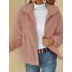 Solid Color Velvet Zipper Long Sleeves Plus Size Lapel Outerwear Solid Color Velvet Zipper Long Sleeves Plus Size Lapel Outerwear
