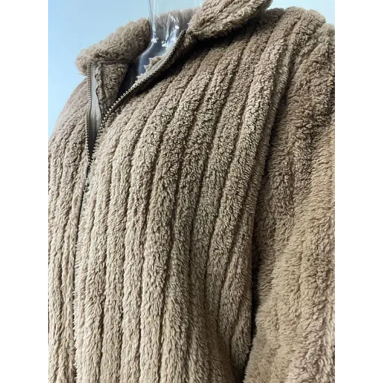 Solid Color Velvet Zipper Long Sleeves Plus Size Lapel Outerwear Solid Color Velvet Zipper Long Sleeves Plus Size Lapel Outerwear