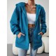 Drawstring Zipper Long Sleeves Loose Hooded Outerwear Jackets Drawstring Zipper Long Sleeves Loose Hooded Outerwear Jackets