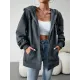 Drawstring Zipper Long Sleeves Loose Hooded Outerwear Jackets Drawstring Zipper Long Sleeves Loose Hooded Outerwear Jackets