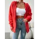 Drawstring Zipper Long Sleeves Loose Hooded Outerwear Jackets Drawstring Zipper Long Sleeves Loose Hooded Outerwear Jackets